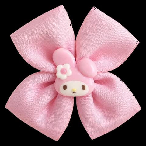 Pink fabric hair bow, shown as an accessory example